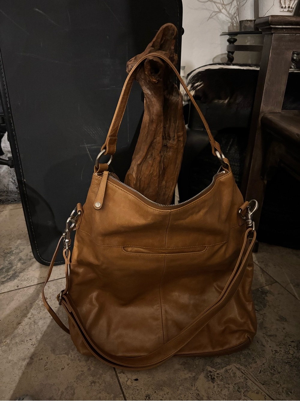 HOBO Tan Brown Leather Shoulder Hobo Bag